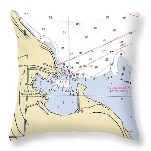 Jackson Harbor-lake Michigan Nautical Chart - Throw Pillow