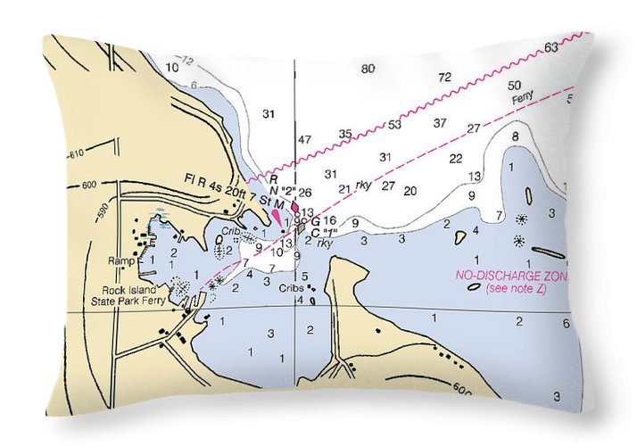 Jackson Harbor-lake Michigan Nautical Chart - Throw Pillow