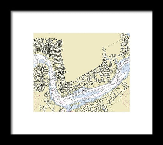 Jacksonville Florida Nautical Chart - Framed Print