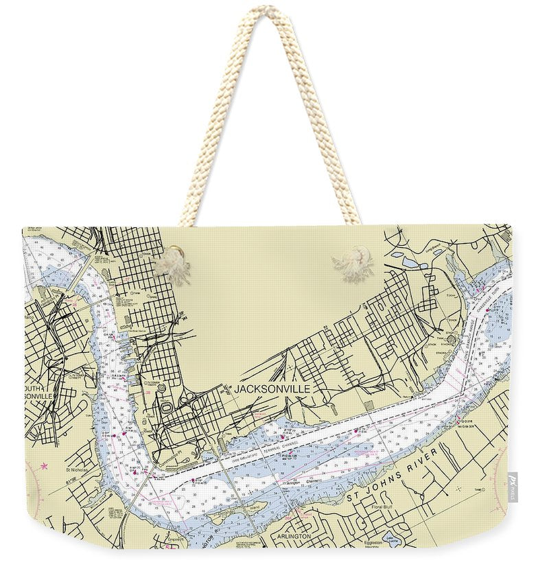 Jacksonville Florida Nautical Chart - Weekender Tote Bag