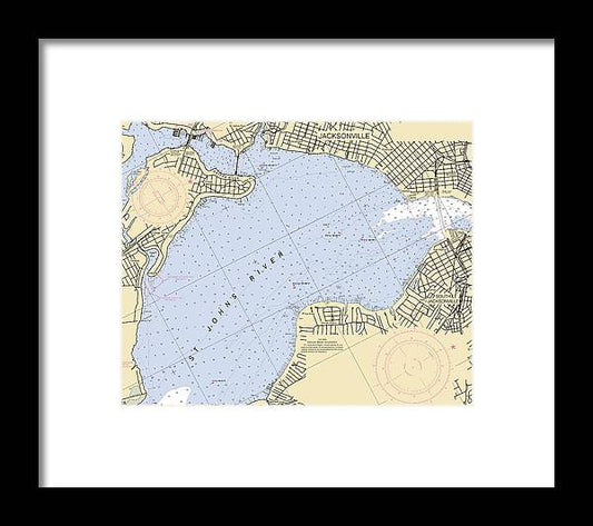A beuatiful Framed Print of the Jacksonville-St-Johns-River -Florida Nautical Chart _V6 by SeaKoast