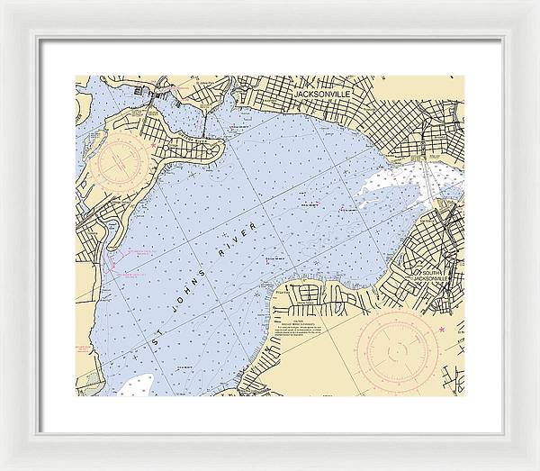 Jacksonville-st-johns-river -florida Nautical Chart _v6 - Framed Print