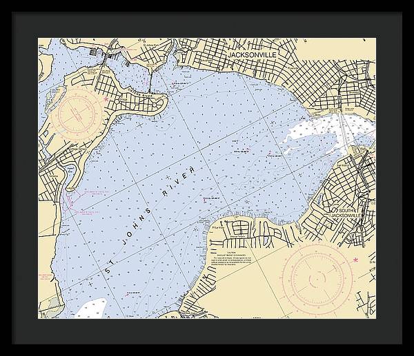 Jacksonville-st-johns-river -florida Nautical Chart _v6 - Framed Print