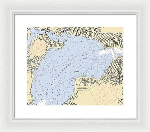 Jacksonville-st-johns-river -florida Nautical Chart _v6 - Framed Print