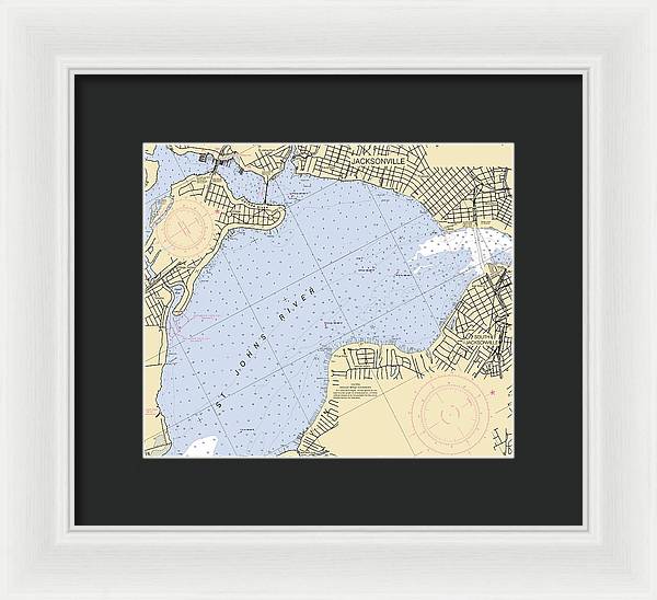 Jacksonville-st-johns-river -florida Nautical Chart _v6 - Framed Print