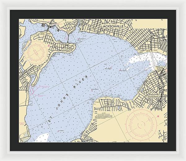 Jacksonville-st-johns-river -florida Nautical Chart _v6 - Framed Print