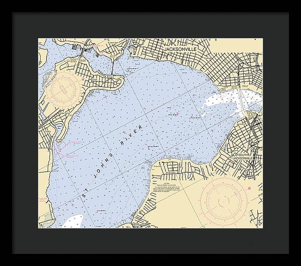 Jacksonville-st-johns-river -florida Nautical Chart _v6 - Framed Print