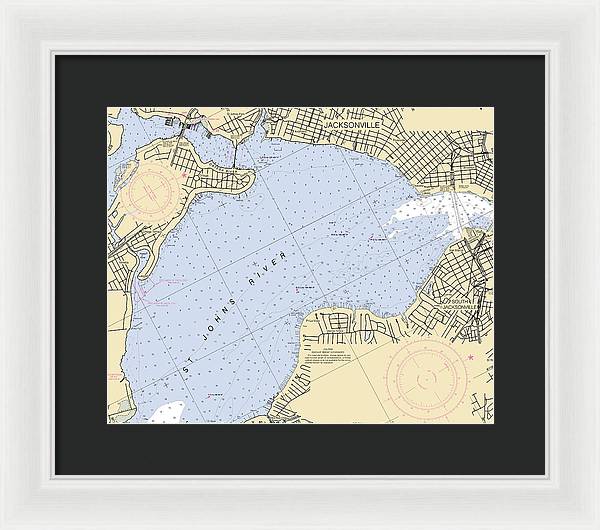 Jacksonville-st-johns-river -florida Nautical Chart _v6 - Framed Print