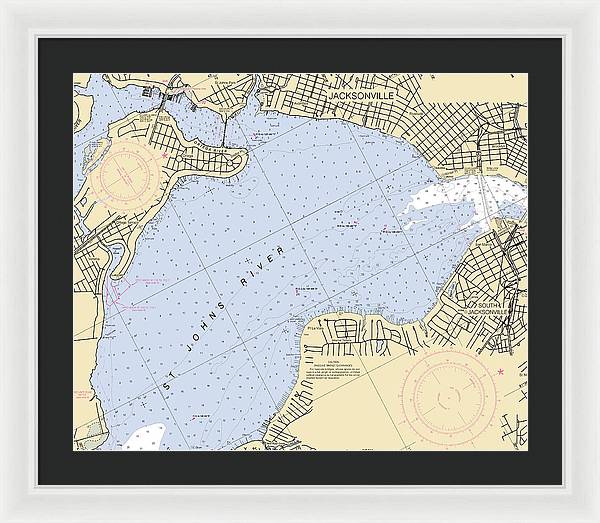 Jacksonville-st-johns-river -florida Nautical Chart _v6 - Framed Print