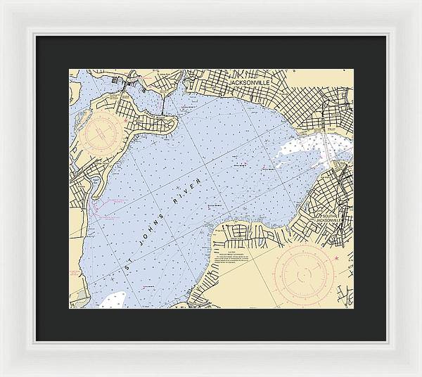 Jacksonville-st-johns-river -florida Nautical Chart _v6 - Framed Print