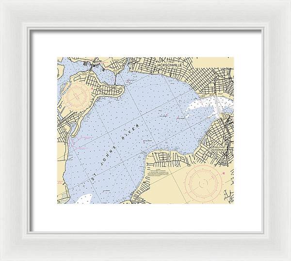 Jacksonville-st-johns-river -florida Nautical Chart _v6 - Framed Print