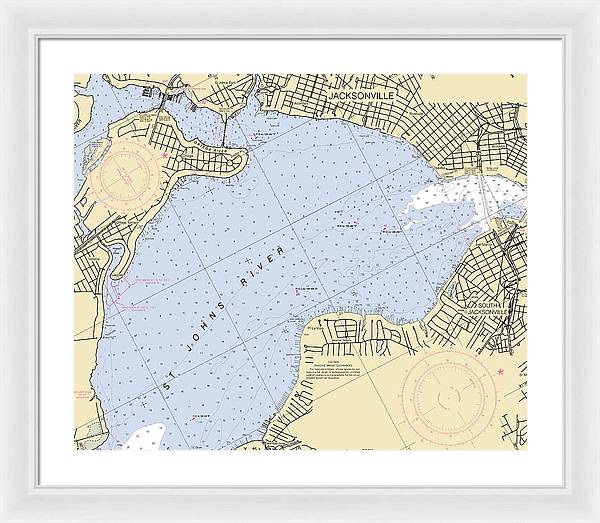 Jacksonville-st-johns-river -florida Nautical Chart _v6 - Framed Print