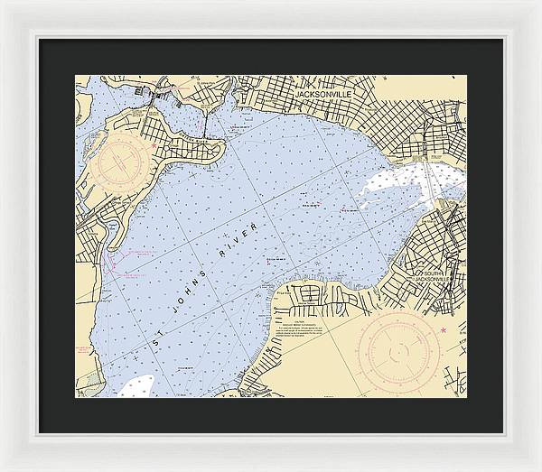 Jacksonville-st-johns-river -florida Nautical Chart _v6 - Framed Print