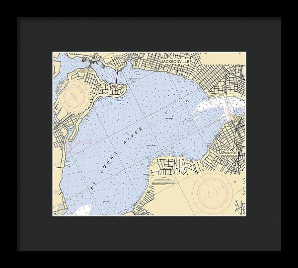 Jacksonville-st-johns-river -florida Nautical Chart _v6 - Framed Print