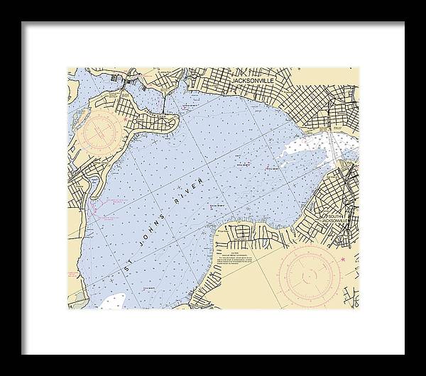 Jacksonville-st-johns-river -florida Nautical Chart _v6 - Framed Print