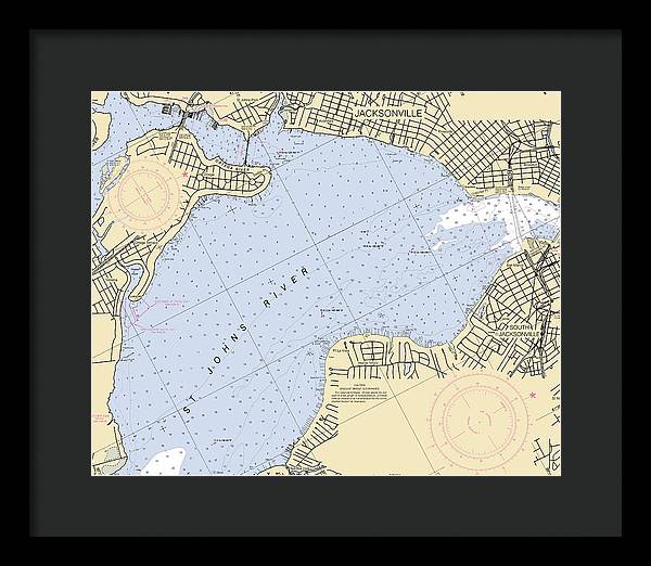 Jacksonville-st-johns-river -florida Nautical Chart _v6 - Framed Print