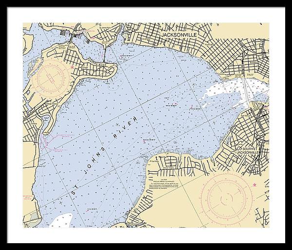 Jacksonville-st-johns-river -florida Nautical Chart _v6 - Framed Print