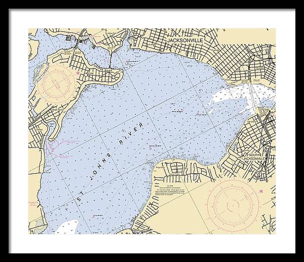 Jacksonville-st-johns-river -florida Nautical Chart _v6 - Framed Print