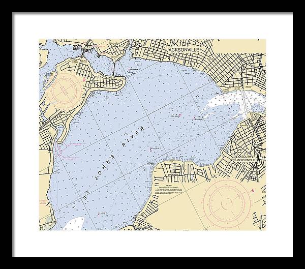 Jacksonville-st-johns-river -florida Nautical Chart _v6 - Framed Print