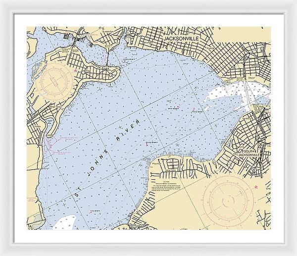 Jacksonville-st-johns-river -florida Nautical Chart _v6 - Framed Print