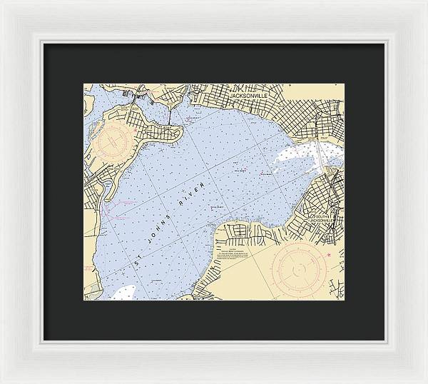 Jacksonville-st-johns-river -florida Nautical Chart _v6 - Framed Print