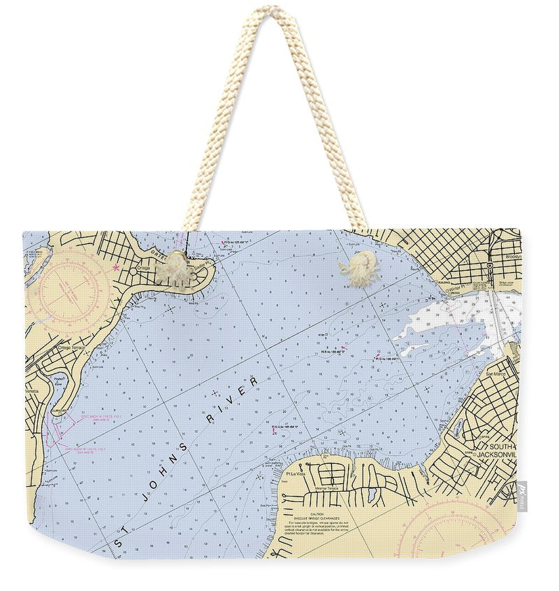 Jacksonville-st-johns-river -florida Nautical Chart _v6 - Weekender Tote Bag