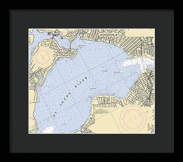 Jacksonville-st-johns-river -florida Nautical Chart _v6 - Framed Print