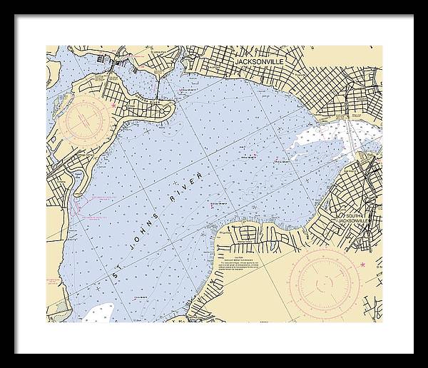 Jacksonville-st-johns-river -florida Nautical Chart _v6 - Framed Print