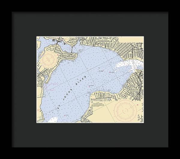 Jacksonville-st-johns-river -florida Nautical Chart _v6 - Framed Print