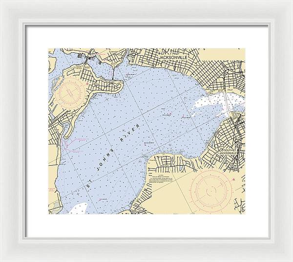 Jacksonville-st-johns-river -florida Nautical Chart _v6 - Framed Print