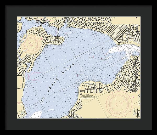 Jacksonville-st-johns-river -florida Nautical Chart _v6 - Framed Print