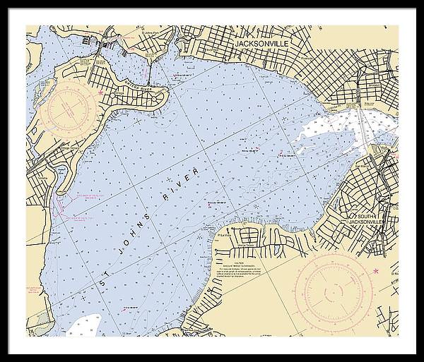 Jacksonville-st-johns-river -florida Nautical Chart _v6 - Framed Print