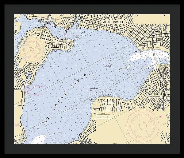 Jacksonville-st-johns-river -florida Nautical Chart _v6 - Framed Print