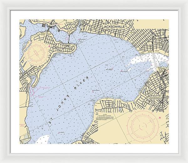 Jacksonville-st-johns-river -florida Nautical Chart _v6 - Framed Print