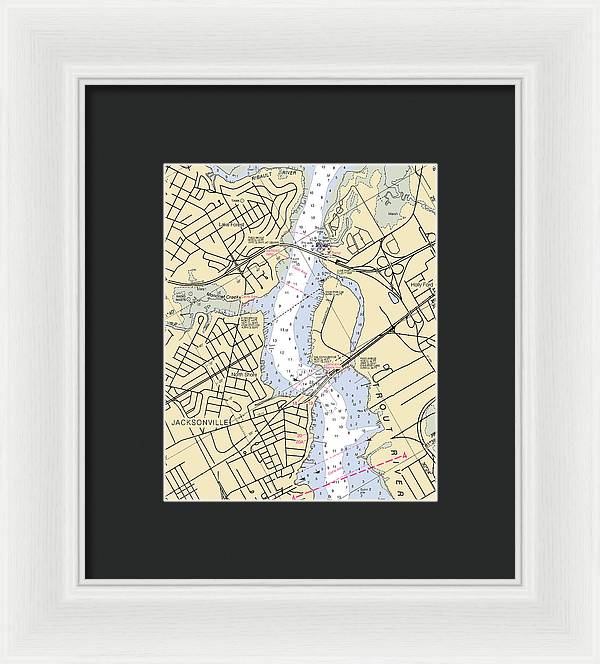 Jacksonville-trout-river -florida Nautical Chart _v6 - Framed Print