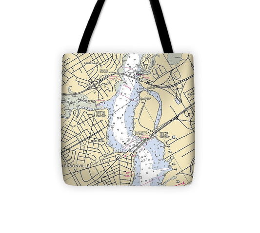 Jacksonville Trout River  Florida Nautical Chart _V6 Tote Bag