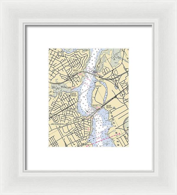 Jacksonville-trout-river -florida Nautical Chart _v6 - Framed Print