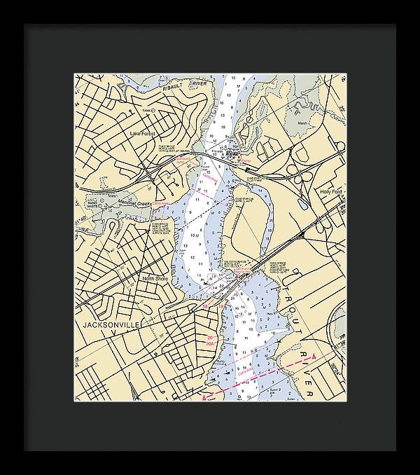 Jacksonville-trout-river -florida Nautical Chart _v6 - Framed Print