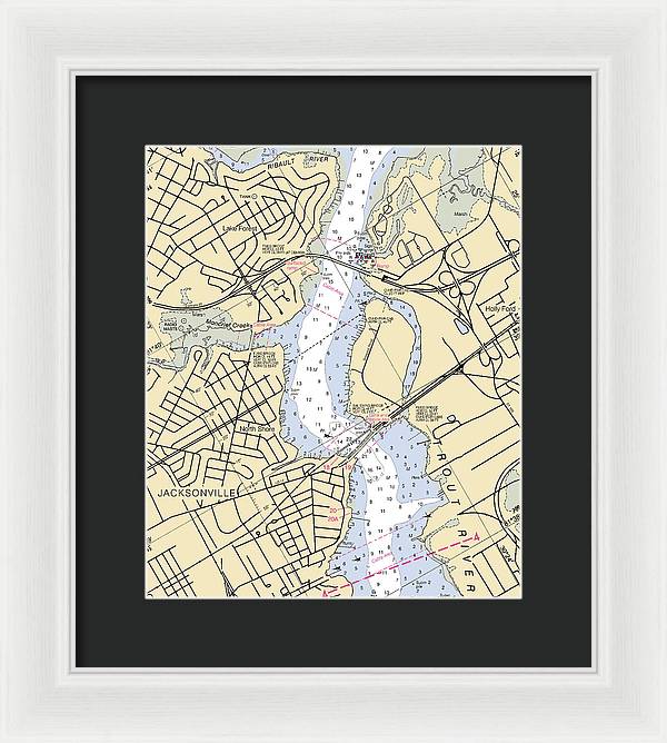 Jacksonville-trout-river -florida Nautical Chart _v6 - Framed Print