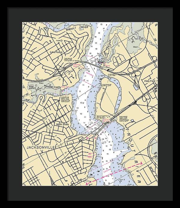 Jacksonville-trout-river -florida Nautical Chart _v6 - Framed Print