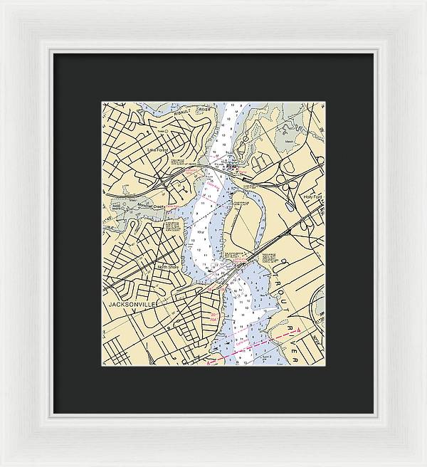 Jacksonville-trout-river -florida Nautical Chart _v6 - Framed Print