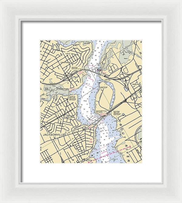 Jacksonville-trout-river -florida Nautical Chart _v6 - Framed Print