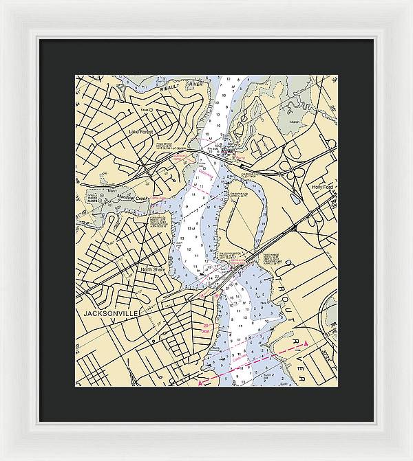 Jacksonville-trout-river -florida Nautical Chart _v6 - Framed Print