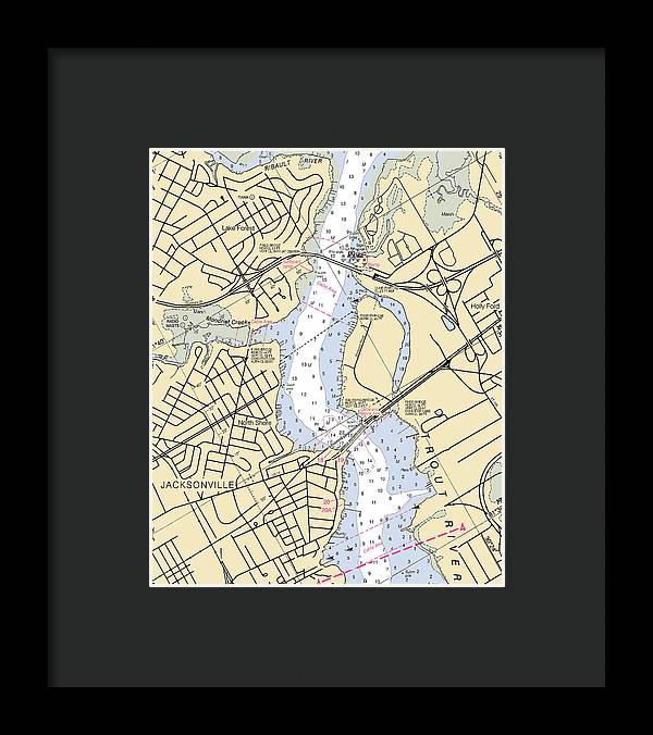 Jacksonville-trout-river -florida Nautical Chart _v6 - Framed Print