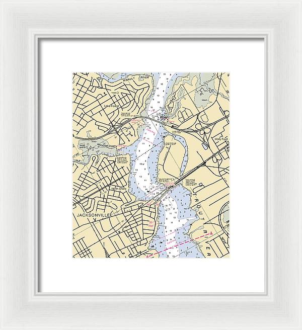 Jacksonville-trout-river -florida Nautical Chart _v6 - Framed Print