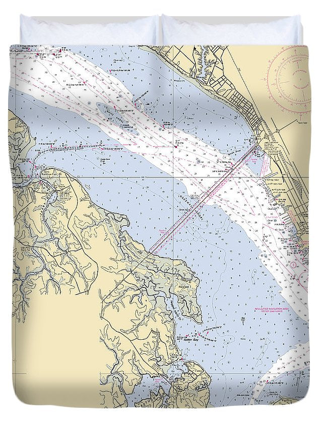 James River-virginia Nautical Chart - Duvet Cover