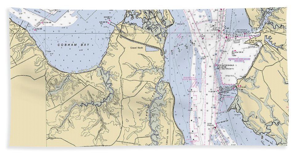 James River -virginia Nautical Chart _v2 - Bath Towel