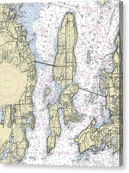 Jamestown Island Rhode Island Nautical Chart Canvas Print