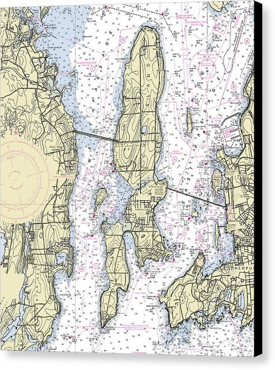 Jamestown Island Rhode Island Nautical Chart - Canvas Print