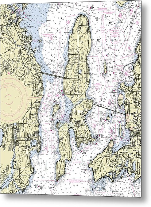 A beuatiful Metal Print of the Jamestown Island Rhode Island Nautical Chart - Metal Print by SeaKoast.  100% Guarenteed!